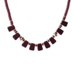 Vintage 16" choker necklace Czech black rondelle axehead pendant glass beads