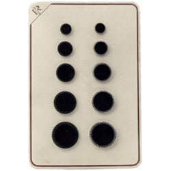 Card vintage Deco Czech silver lustre black glass buttons 