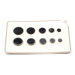 Card vintage Deco Czech silver lustre black glass buttons 