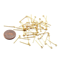 50 vintage gold tone jewelry chandelier loop head connector pins prism hangers 18mm