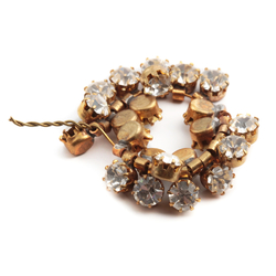 24 Czech vintage prong set crystal rhinestone pendant beads