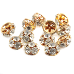 12 Czech vintage crystal rhinestone half ball hemisphere beads findings 16mm