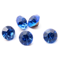 5 vintage Czech sapphire blue foiled round glass rhinestones 10mm