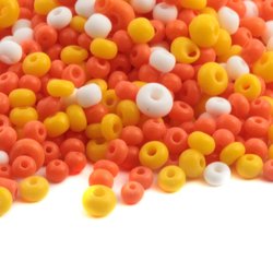 Lot Vintage Czech mixed yellow, orange and white seed beads