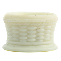 Vintage Czech cream Uranium glass miniature oval plant pot basket ornament dolls house furniture