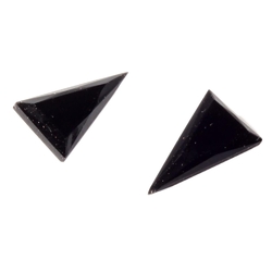 2 Czech vintage jet black isosceles triangle faceted glass rhinestones 16mm