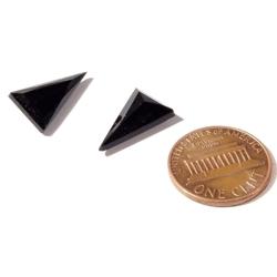 2 Czech vintage jet black isosceles triangle faceted glass rhinestones 16mm