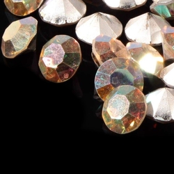 100 Czech vintage foiled round AB glass rhinestones 10mm