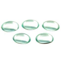 5 Czech vintage foiled crystal clear oval glass cabochons 16x11mm