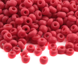 Lot Vintage Czech frost carmine red rondelle glass seed beads (850) 1-2mm