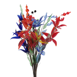 Czech cobalt blue, red and blue lampwork glass bead flower stem decoration ornament