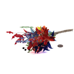 Czech cobalt blue, red and blue lampwork glass bead flower stem decoration ornament