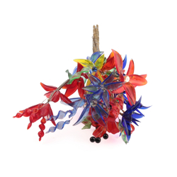 Czech cobalt blue, red and blue lampwork glass bead flower stem decoration ornament
