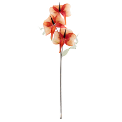 Czech handcrafted lampwork glass bead red orchid flower stem decoration