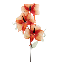 Czech handcrafted lampwork glass bead red orchid flower stem decoration