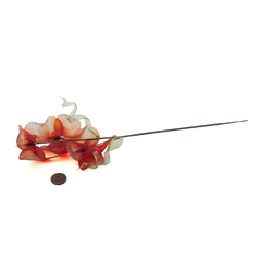 Czech handcrafted lampwork glass bead red orchid flower stem decoration