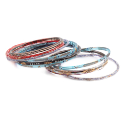 11 antique Czech twist filigree spiral bicolor Indian style glass bangles