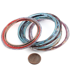 11 antique Czech twist filigree spiral bicolor Indian style glass bangles
