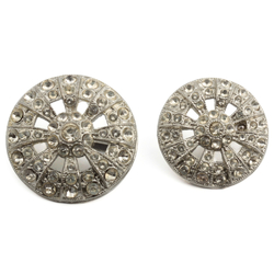 BTN-RHS-104-SILVER - RHINESTONE BUTTON; 1 INCH