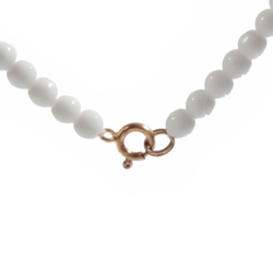 Vintage 26" necklace Czech white cylinder nugget round glass beads