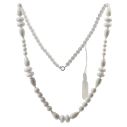 Vintage beaded 22" necklace Czech white teardrop rondelle round glass beads