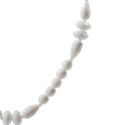 Vintage beaded 22" necklace Czech white teardrop rondelle round glass beads
