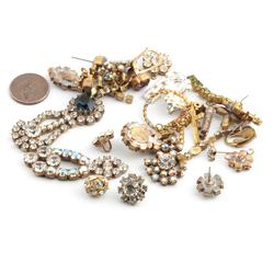 Lot Czech vintage handcrafted unfinished rhinestone earring jewelry elements