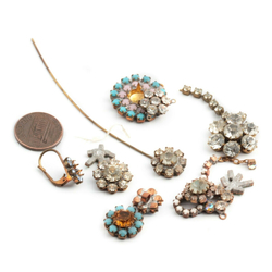 Lot Czech vintage handmade unfinished rhinestone earring jewelry elements