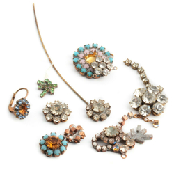 Lot Czech vintage handmade unfinished rhinestone earring jewelry elements