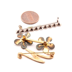 3 Czech Vintage pin brooch elements jewelry design findings