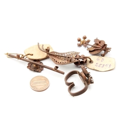 4 Czech Vintage Art Deco pin brooch earring elements jewelry design findings