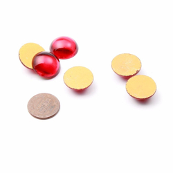 6 Czech vintage foil mirror red round domed glass cabochons 18mm