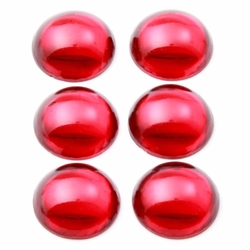 6 Czech vintage foil mirror red round domed glass cabochons 18mm
