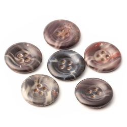 6 vintage multi-color marble 2 part metal over wood buttons 22mm