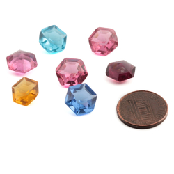 7 Czech vintage assorted hexagon glass rhinestones 10/11mm