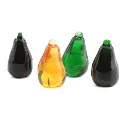 4 Vintage green and golden amber glass pear fruit lamp Chandelier lamp prisms 2"