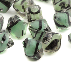 Lot (27) Austrian D.S vintage satin lined black striped crystal bicone and rondelle glass beads 