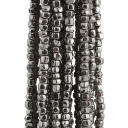 Hank 2200 Vintage Czech silver metallic faceted seed beads 16 beads per inch