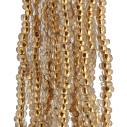 Hank 2700 Vintage Czech gold lined crystal clear seed beads 16 beads per inch