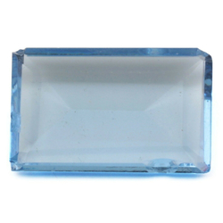 Large Czech Art Deco vintage rectangle faceted blue glass rhinestone 36x23mm