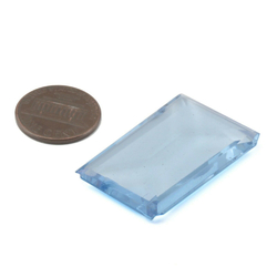 Large Czech Art Deco vintage rectangle faceted blue glass rhinestone 36x23mm