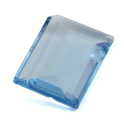 Large Czech Art Deco vintage rectangle faceted blue glass rhinestone 36x23mm