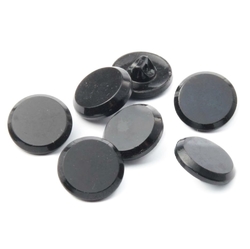 7 Vintage Czech jet black faceted edge disc glass buttons 18mm