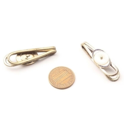 2 Vintage Czech Art Deco enamel and mother of pearl glass bead scarf shoe tie clip pins hair slides
