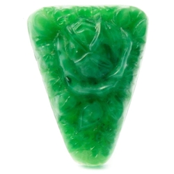 Czech antique rose flower Peking jadeite green cameo glass cabochon 25mm