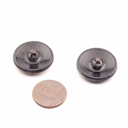 2 Czech Vintage gilt metallic lustre black flower glass buttons ONYX 23mm