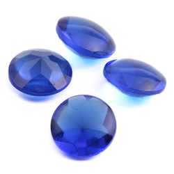 Lot (4) large Czech vintage sapphire blue round domed glass rhinestones 19mm