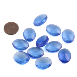 Large Czech antique vintage oval domed sapphire blue glass rhinestone 21x16mm (1 piece)