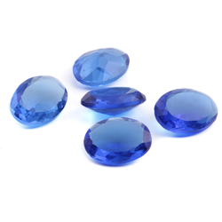 Large Czech antique vintage oval faceted sapphire blue glass rhinestone 22x16mm (1 piece)