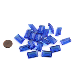 Large Czech antique vintage rectangle faceted sapphire blue glass rhinestone 21x12mm (1 piece)
